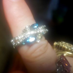 Real silver marked 925 very pretty blue and white stones